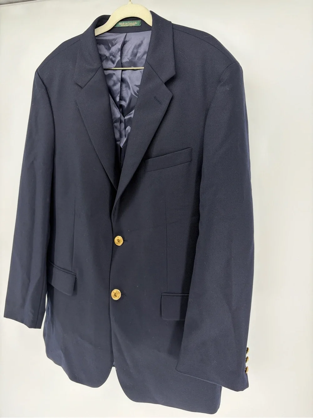 Vintage 90s Ralph Lauren Navy Wool Blazer Sport Coat Gold Buttons Men's 42T Tall